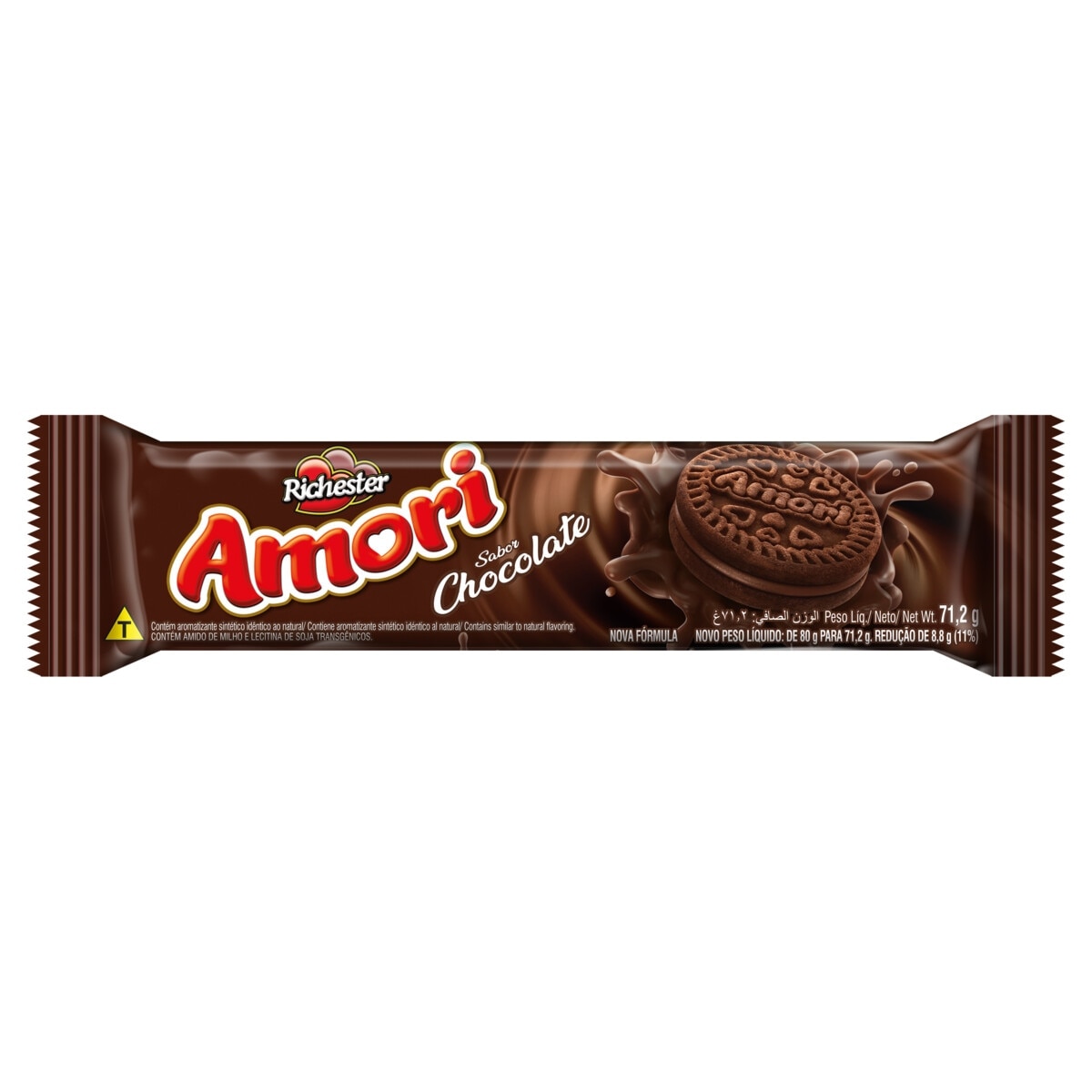 Biscoito Chocolate Recheio Richester Amori Pacote 71,2g